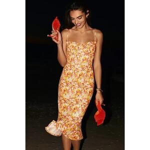 Hutch x Anthropologie Spaghetti Strap Floral Midi Dress Size Large